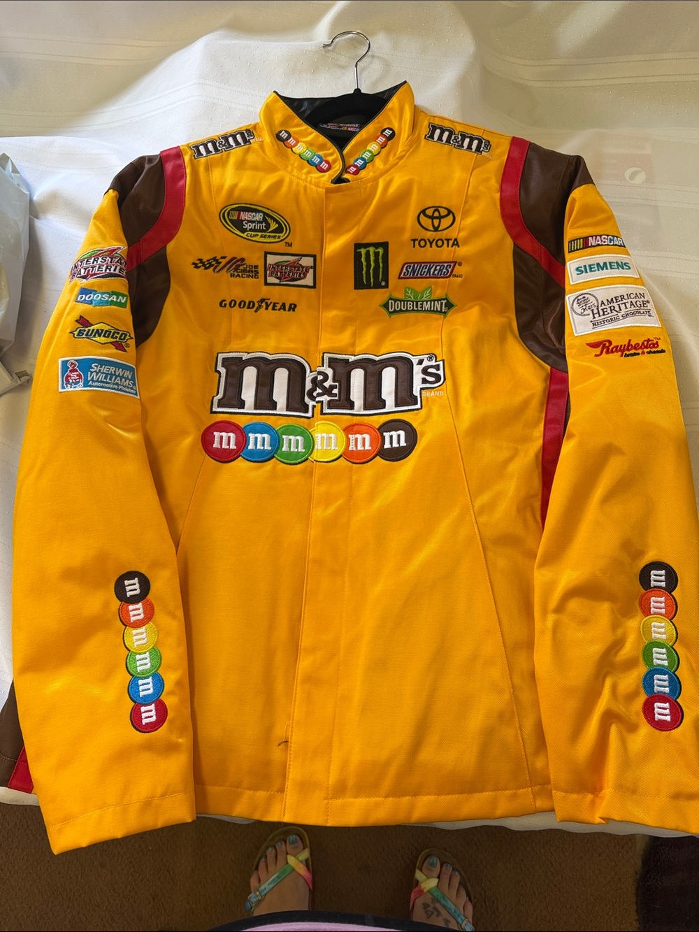 VINTAGE NWT KYLE BUSCH - Chase Authentics Yellow M&M's Racing Varsity Jacket